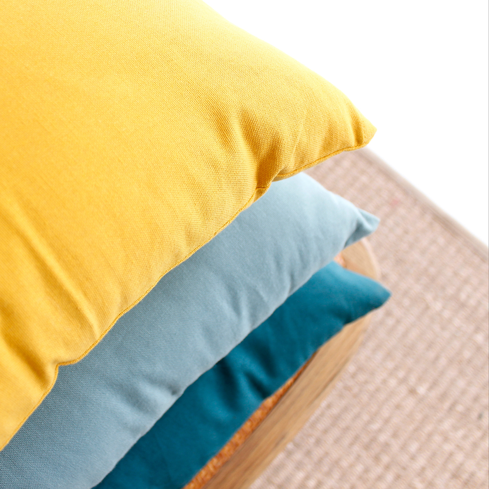 Coussin déhoussable uni en coton - Bleu Canard