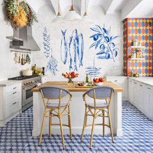 Lot de 2 fauteuils de bar en textilène bleu AMALFI