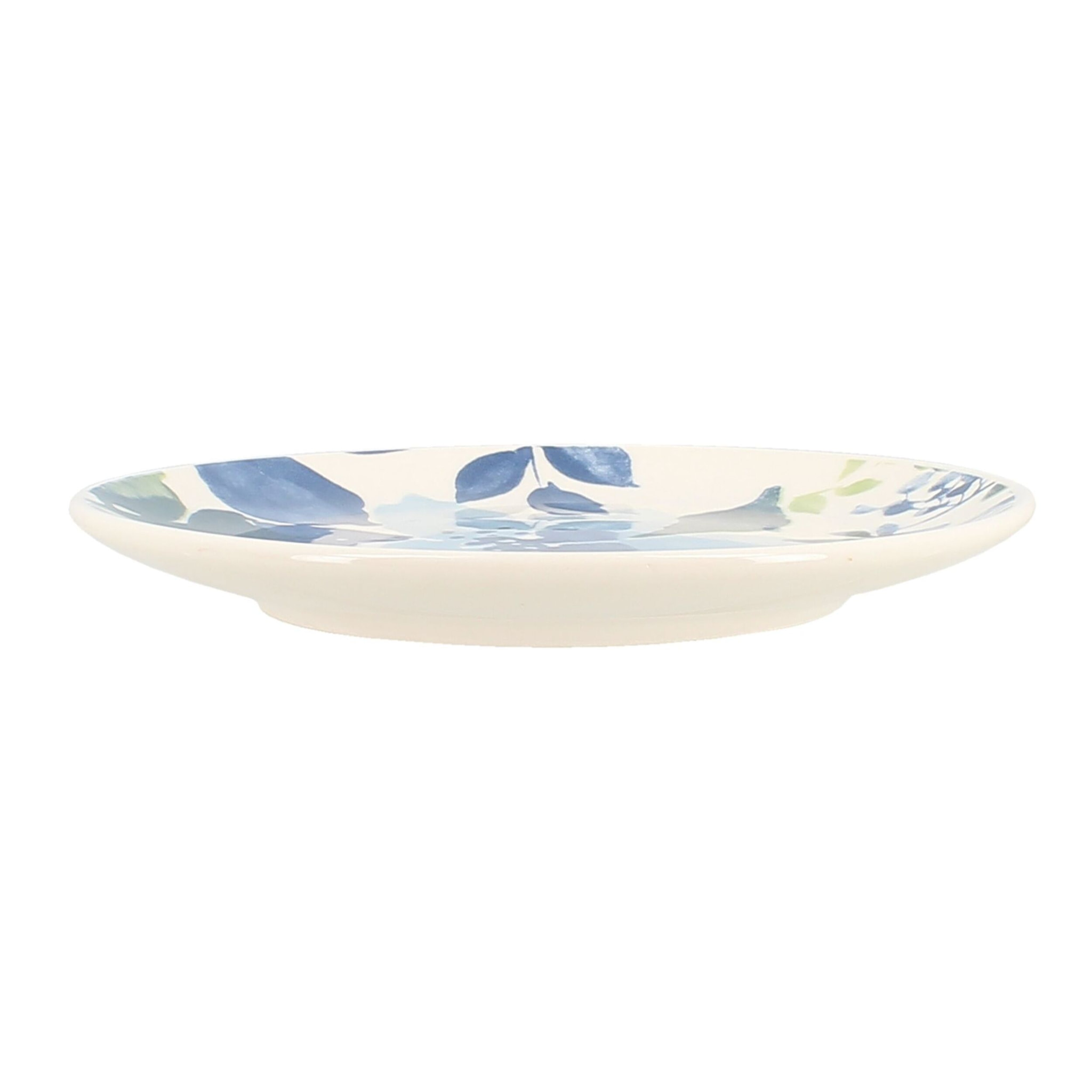 Lot de 6 assiettes creuses en grès 20,5cm motif fleuri bleu BLEUET