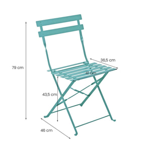 Set tavolino e sedie da giardino in acciaio pieghevoli Dalia blu