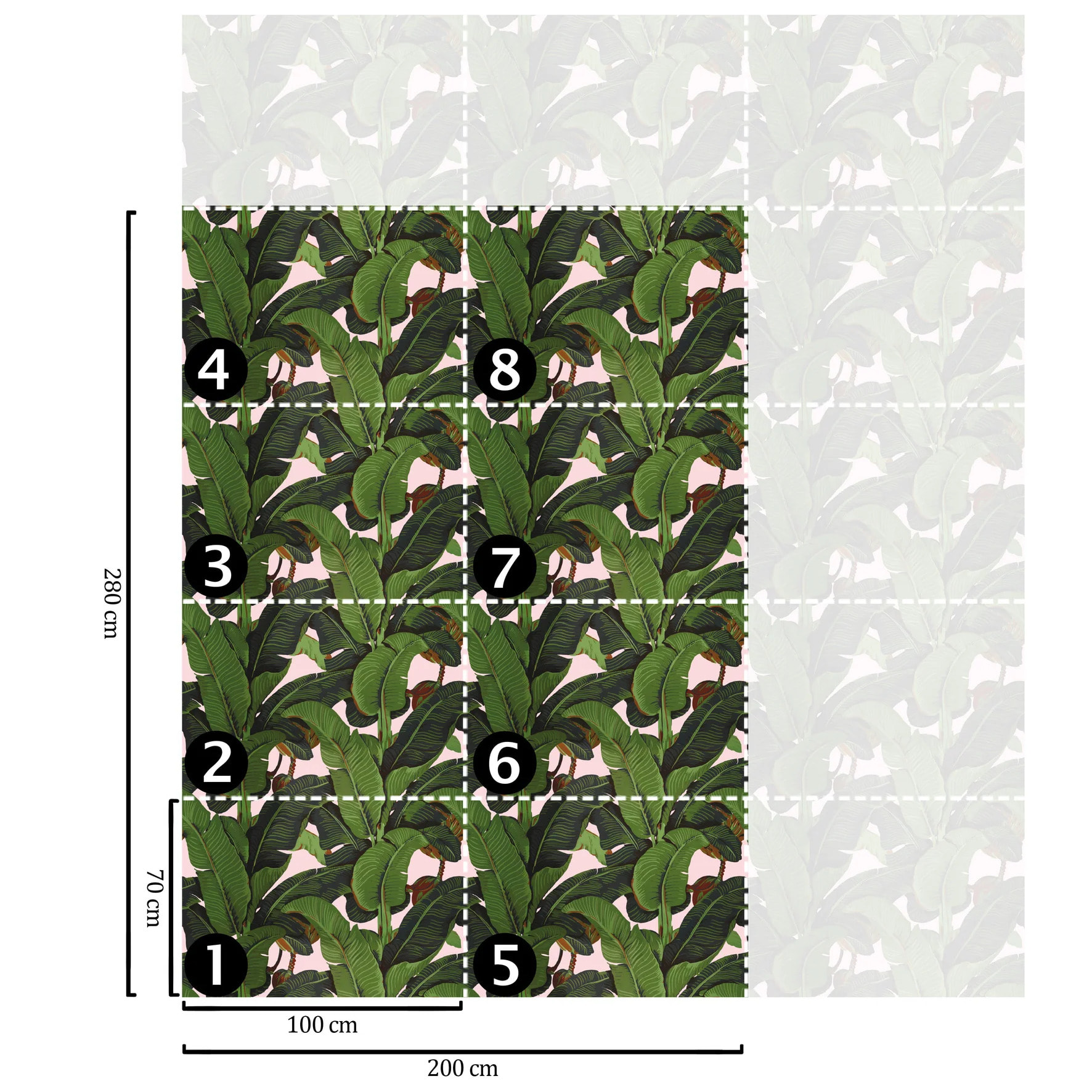 Carta da Parati Foglie di Banano Rosa