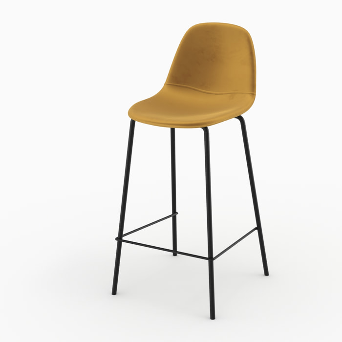 Chaise pour îlot central en velours jaune 65 cm - Henrik