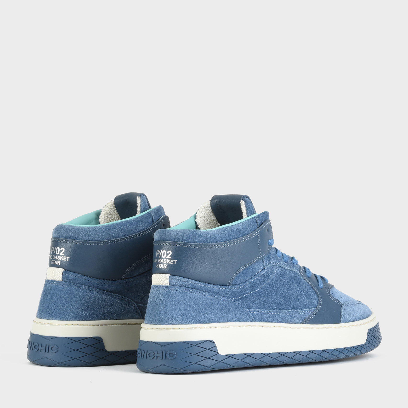 ZAPATILLA MID-TOP HOMBRE P02 DE ANTE Y PIEL AZUL BÁSICO