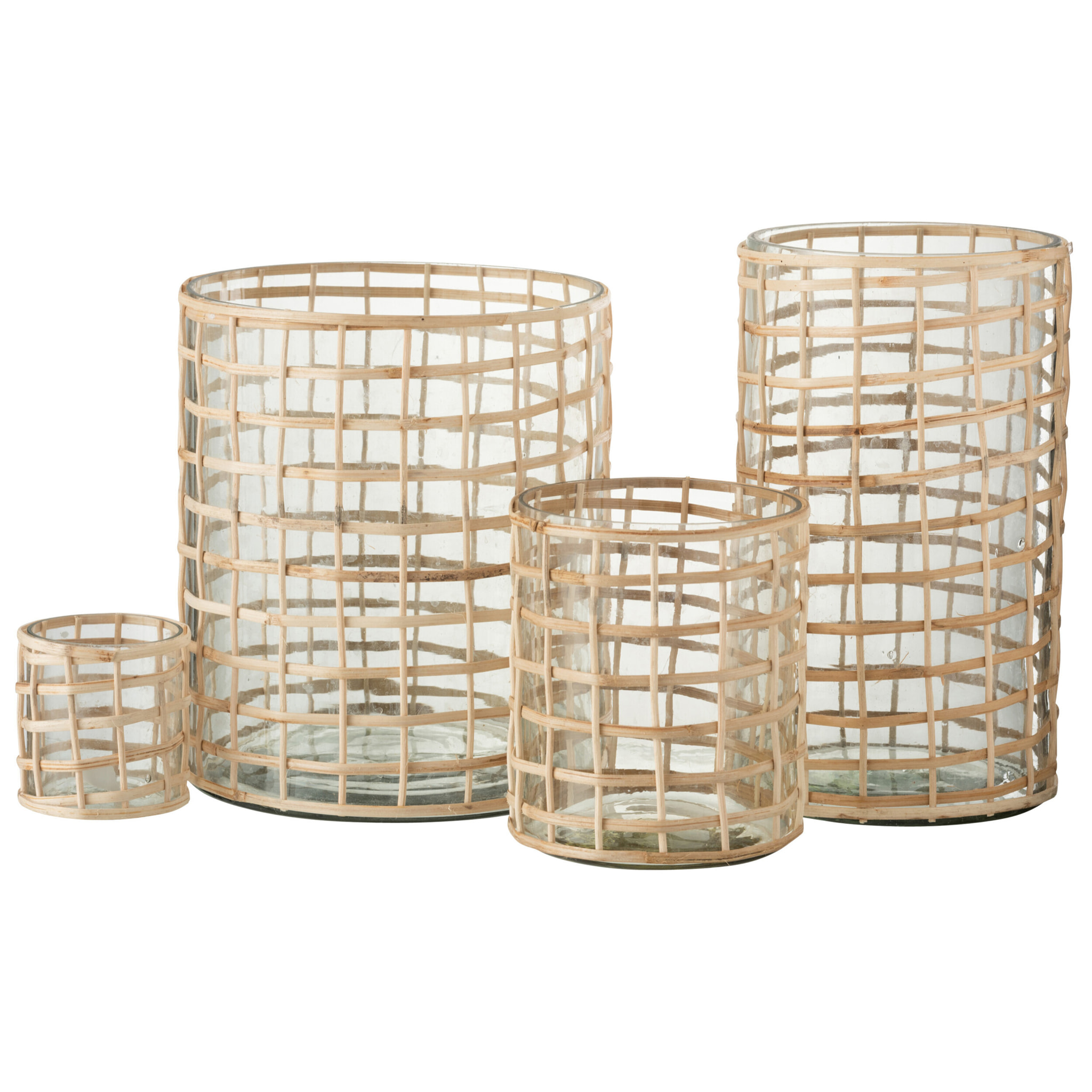 J-Line photophore Violet - verre/rotin - naturel