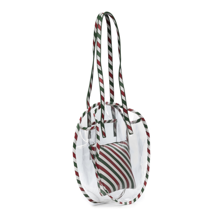 IRIA QUINTANA Borsa a Spalla da Donna Asti. Materiale PVC PU Pelle Sintetica Stampata 42x14x32 Cm. Colore verde