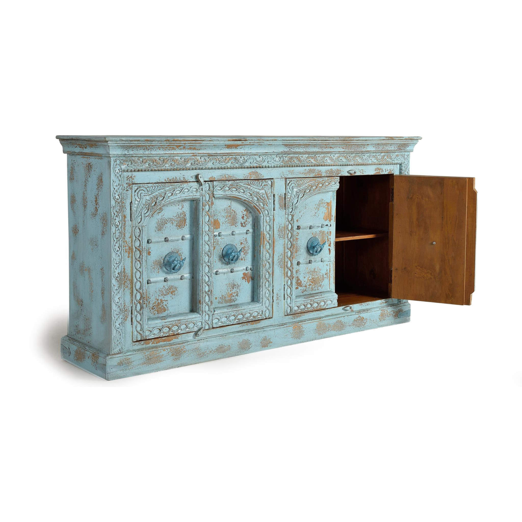 Aparador de Madera de Mango Estilo Artesanal Étnico