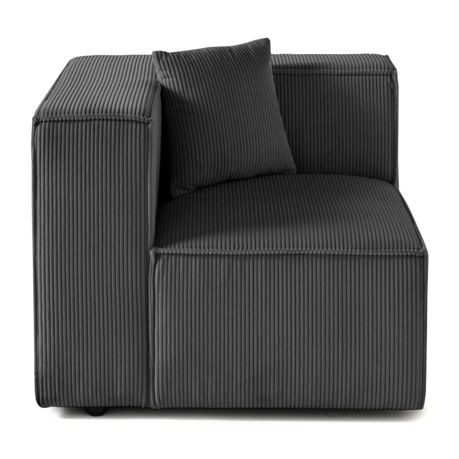 Arty - module d'assise gauche - en velours côtelé - Gris foncé