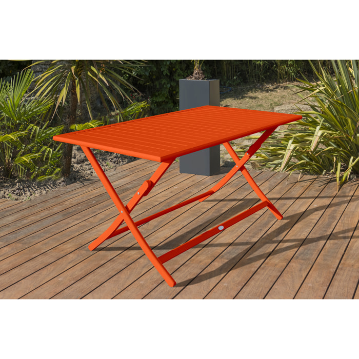 MARIUS - Ensemble repas de jardin 4 places en aluminium orange