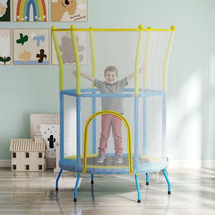 Cama Elástica Infantil Ø140x190 cm Trampolín para Niños de 3-6 Años con Red de Seguridad Barras Acolchadas Carga 45 kg para Interior Multicolor