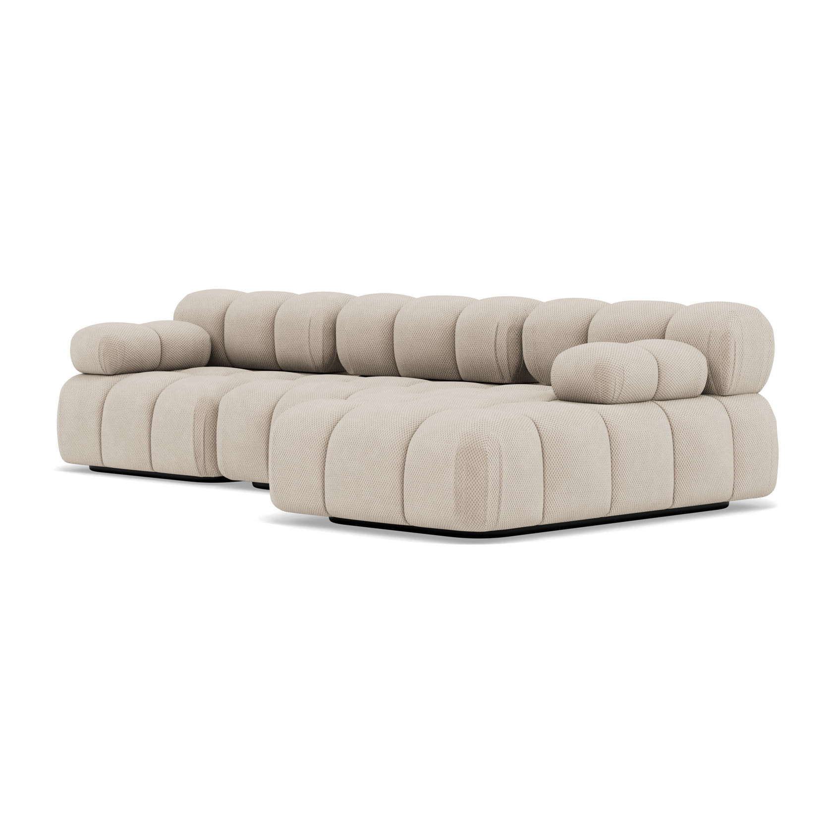 Ruby - canapé modulable d'angle droit 4 places en velours texturé - Beige