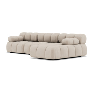 Ruby - canapé modulable d'angle droit 4 places en velours texturé - Beige