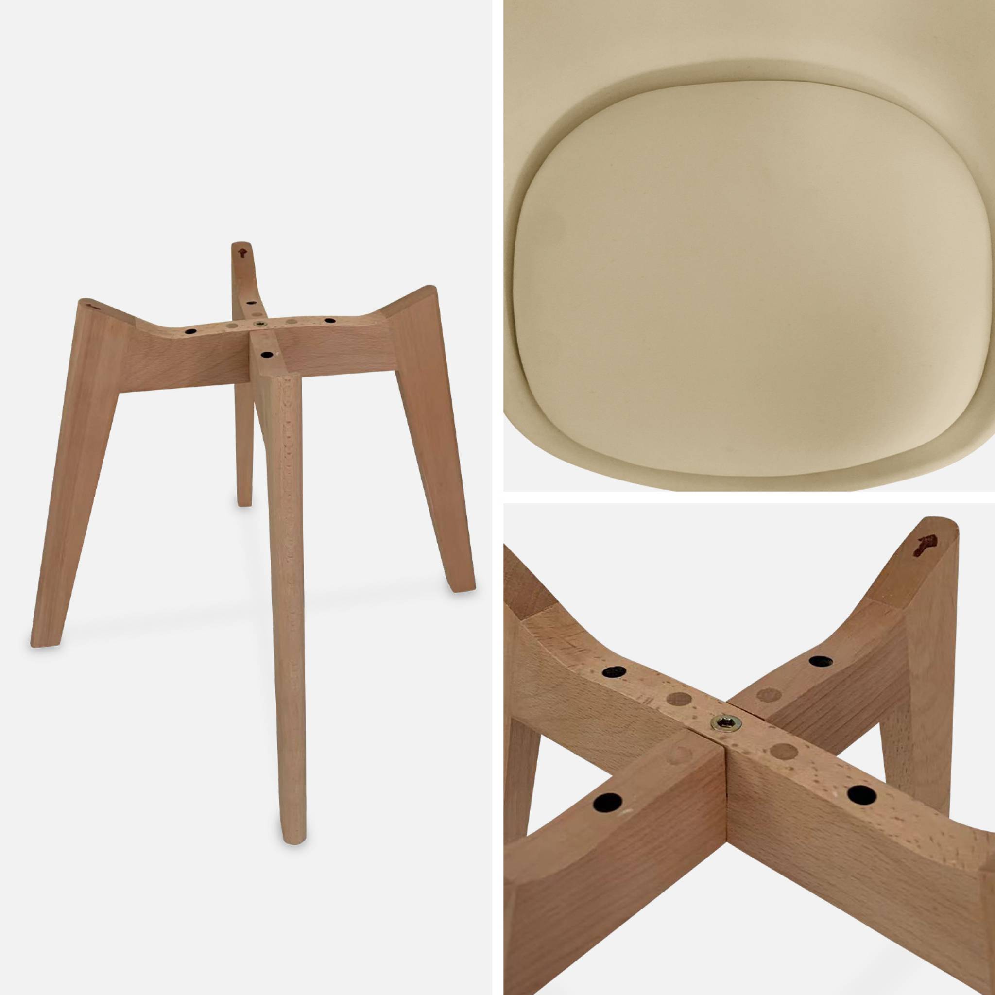 Lot de 4 chaises scandinaves. pieds bois de hêtre. chaise 1 place. cappucinno