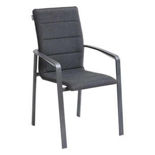 Fauteuil de jardin empilable "Diese" anthracite & graphite en aluminium traité époxy