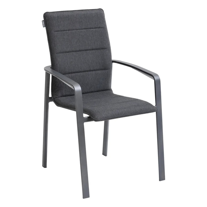 Fauteuil de jardin empilable "Diese" anthracite & graphite en aluminium traité époxy