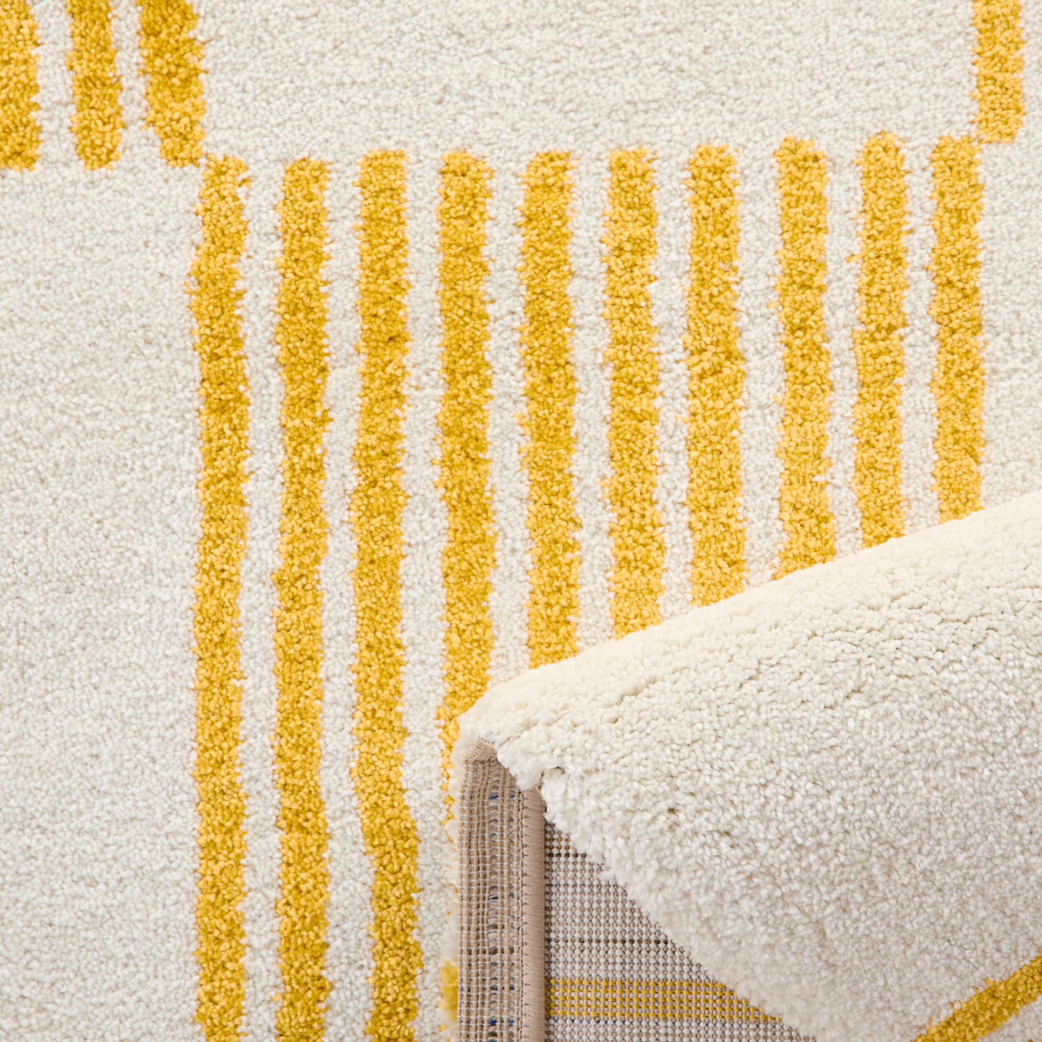 GROOVY - Tapis rétro coloré style seventies - Confortable et moelleux - Jaune
