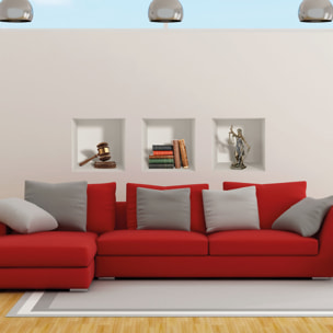 Stickers muraux 3D | Sticker Mural Autocollant effet 3D statuette marteau et livres de la justice - Stickers adhésifs 3D Chambre Salon Trompe l'oeil