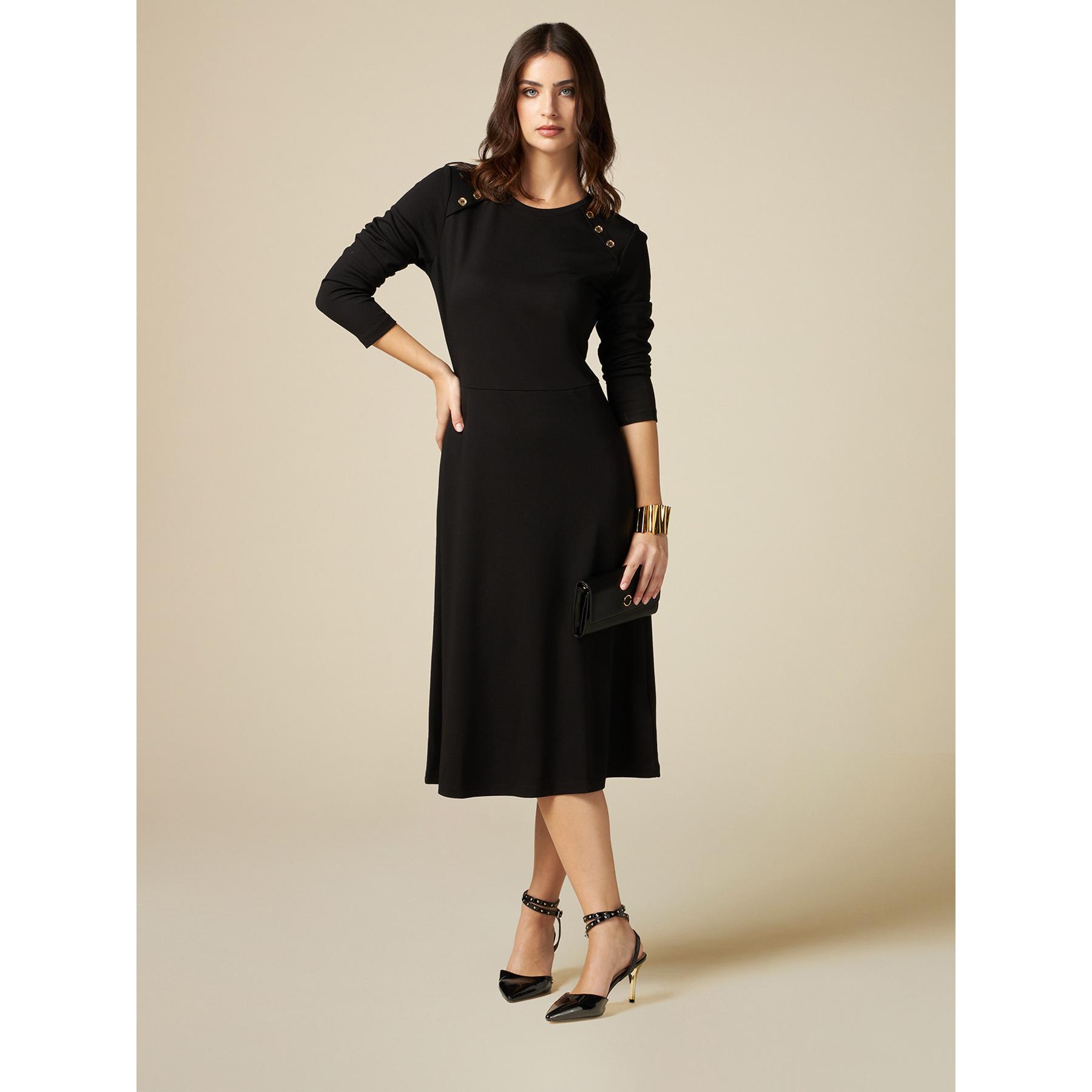 Oltre - Vestido midi de punto milano - Negro