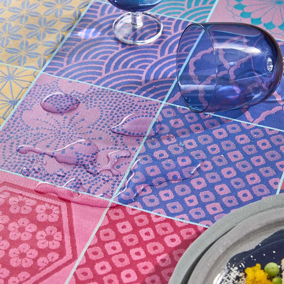 Set pur coton enduit motif jacquard Mille hana floralies