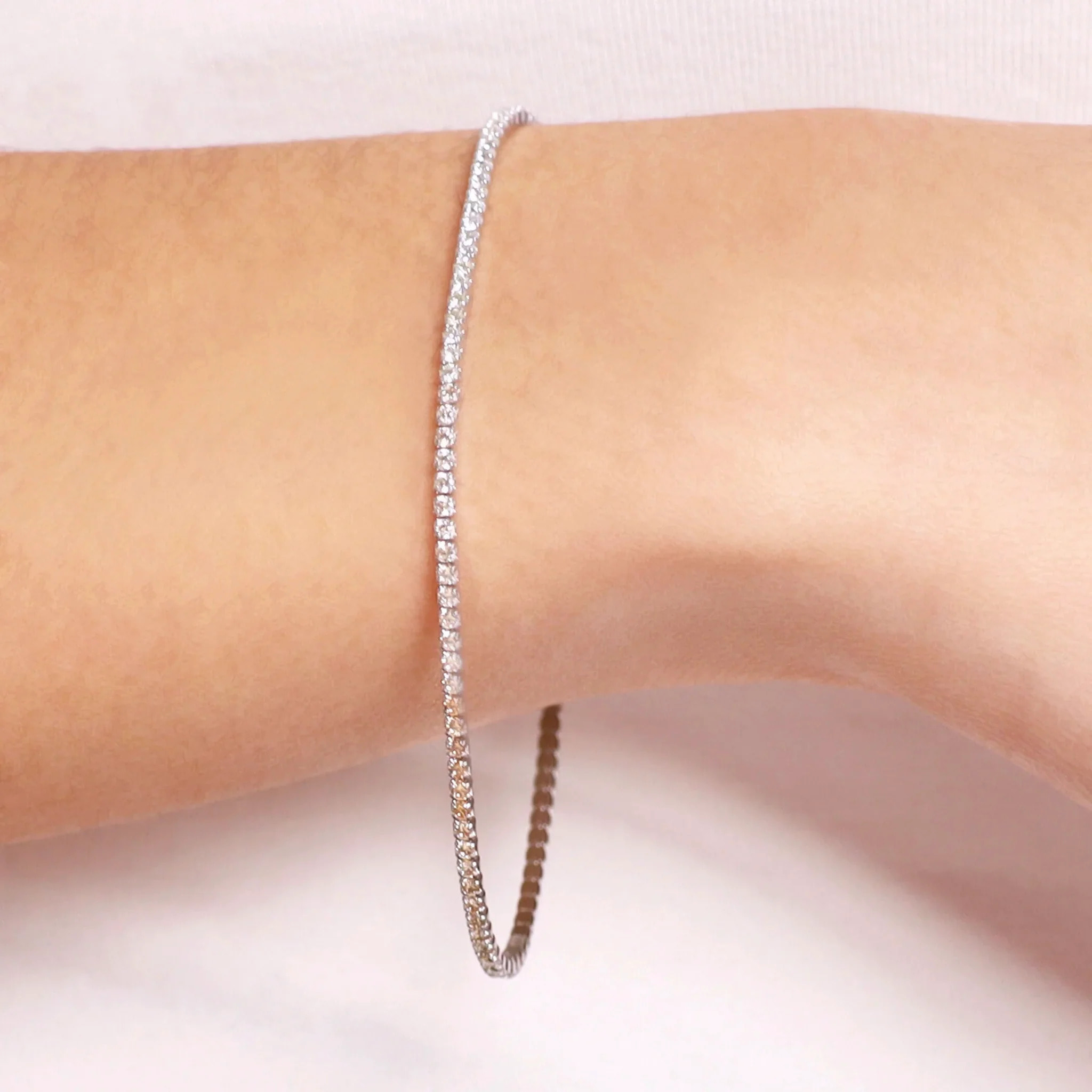 Bracciale Tennis con Cubic Zirconia Bianche 1.5mm