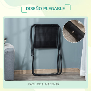 Cama Elevada Plegable Cama para Mascotas Pequeños Medianos de Malla Transpirable Acero 92x56,5x19,5 cm Negro