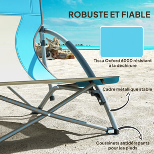 Chaise de plage pliante - chaise de camping compacte légère poids net 2,2 Kg - métal polyester textilène bleu