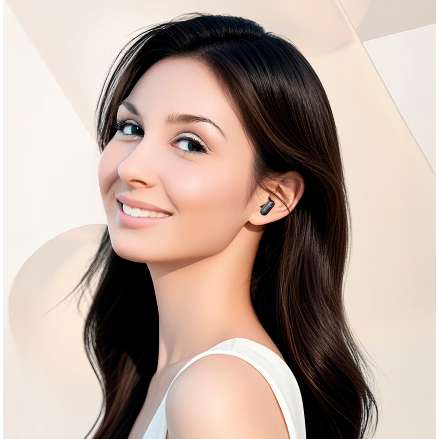 Mini auriculares TWS M400L. Ultracompactos y equilibrados, control táctil con sonido directo, traducción en tiempo real y asistente de voz IA.