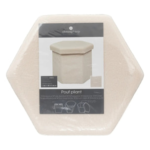 Pouf pliant "Jaiko" en bouclette 40x38cm blanc ivoire