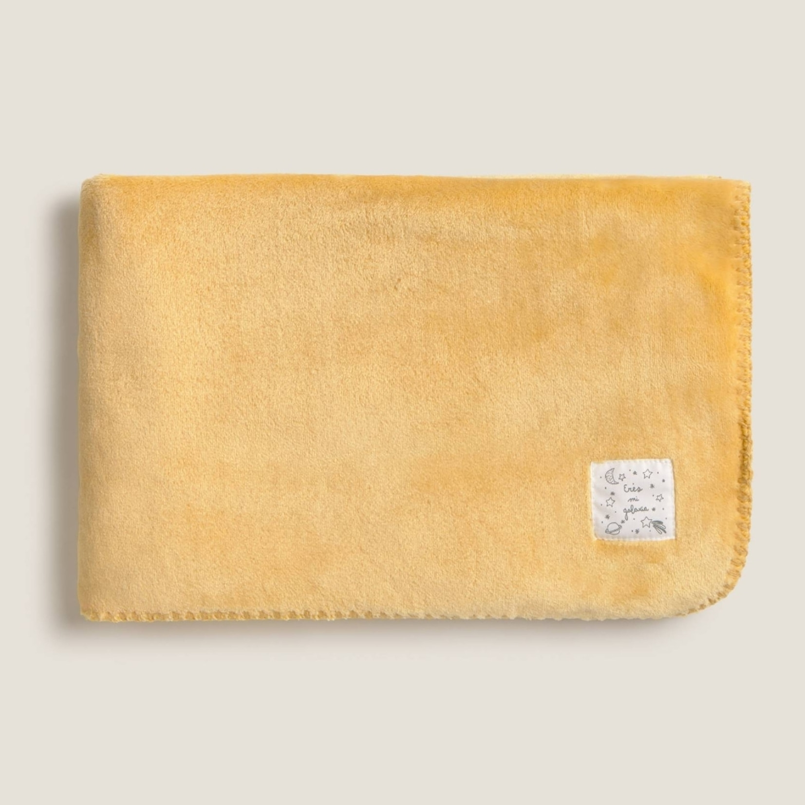 Plaid polar liso con pespunte Gali color amarillo mostaza Poliéster