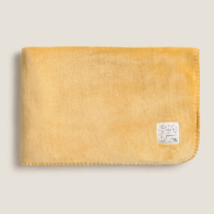 Plaid polar liso con pespunte Gali color amarillo mostaza Poliéster