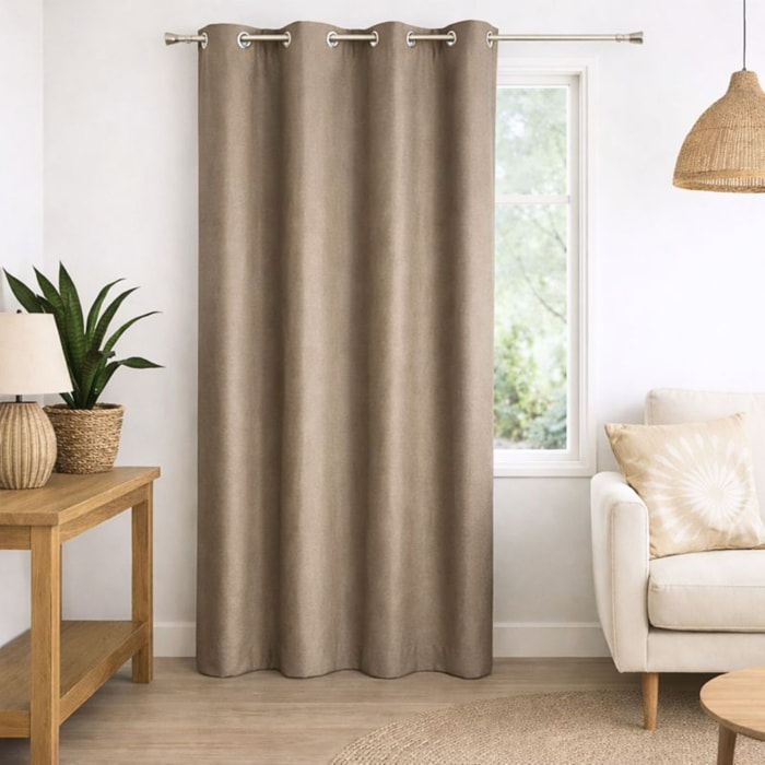 Rideau 100% occultant  - Effet chiné - Taupe