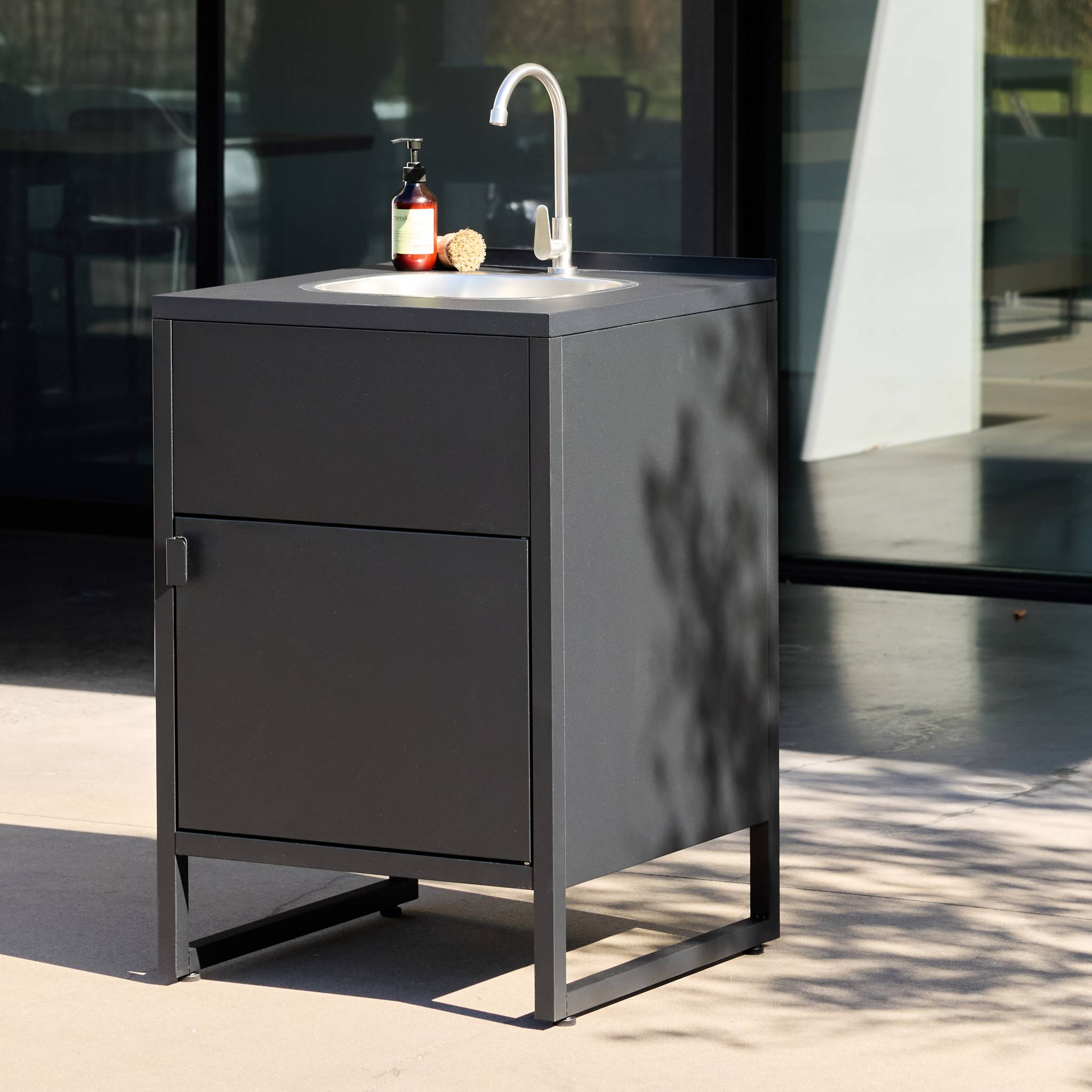 Module de cuisine extérieure acier évier et 1 porte L60cm KEA