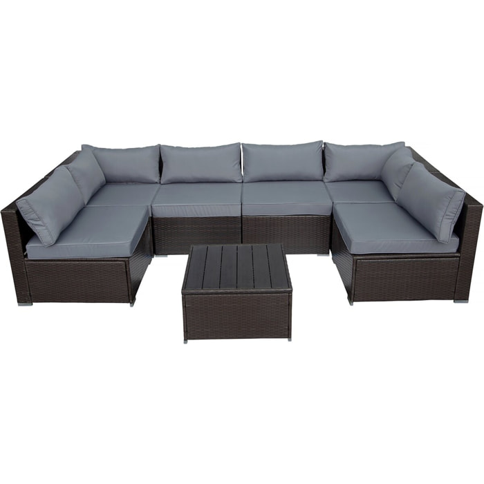 Set da giardino panoramico in resina e vimini "Océane" - 6 posti - Marrone