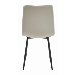 Sedia Turin in velluto beige con gambe in metallo nero