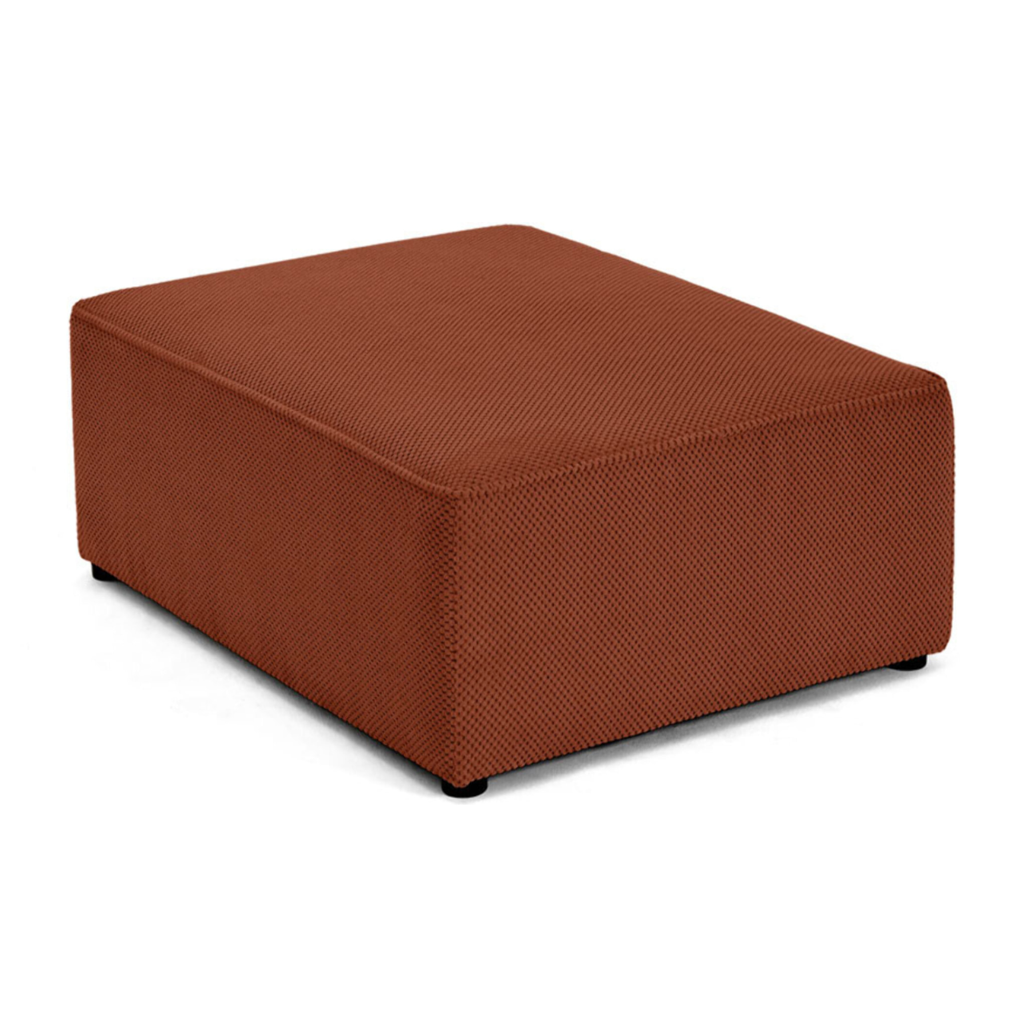 Topaze - pouf - en velours texturé - Terracotta