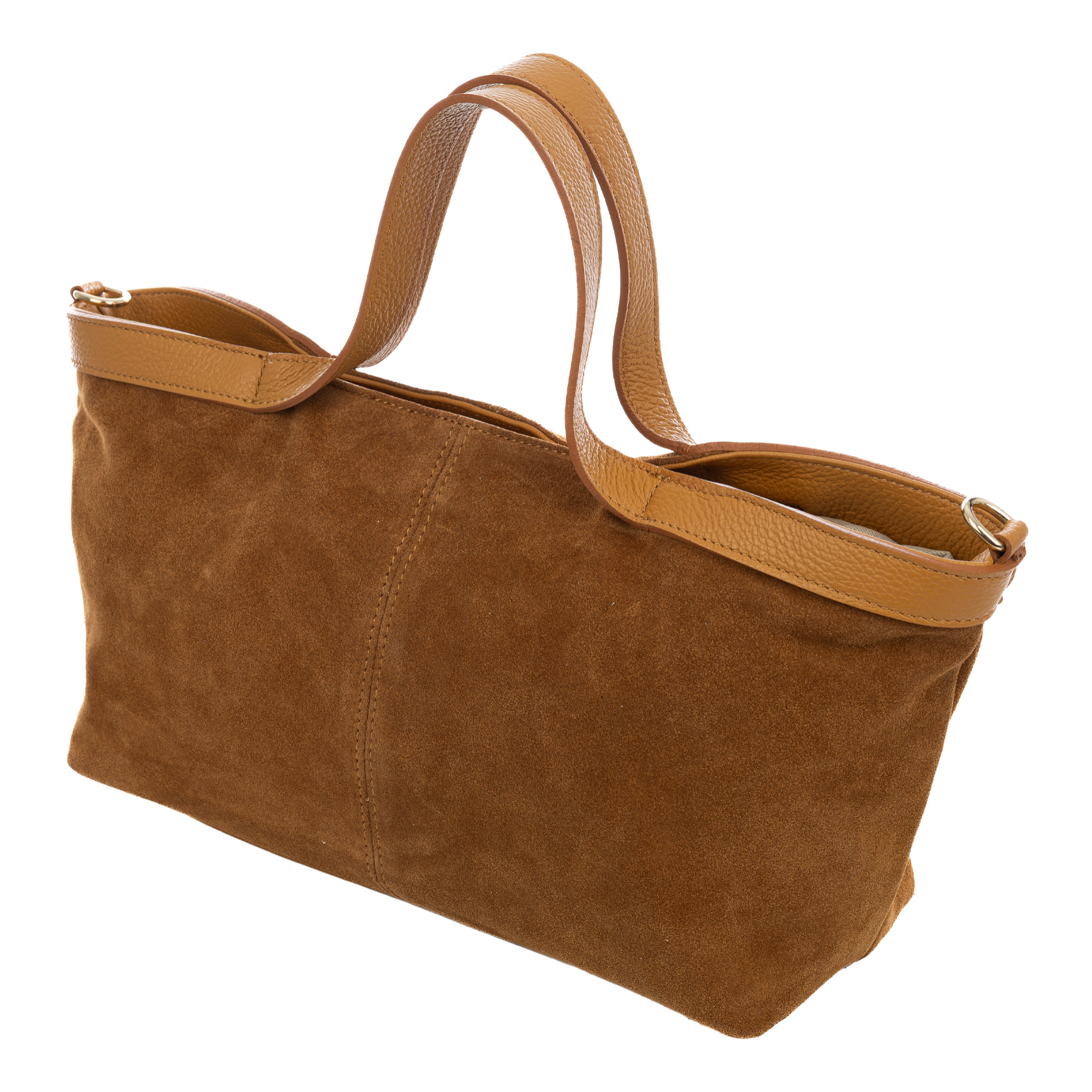 Bassignana Bolso Tote Mujer. Piel auténtica Gamuza con detalles Dollaro.