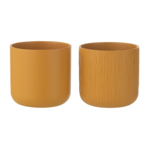 J-Line cache-pot Gen - céramique - ocre - medium - 2 pièces - Ø 15 cm