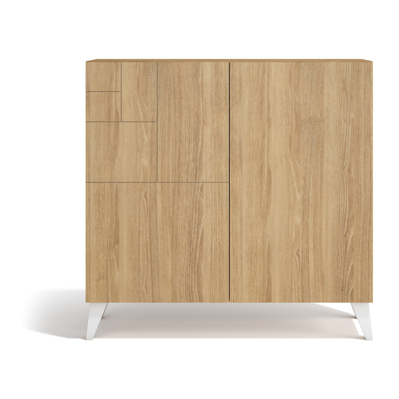 Zapatero Bergen melamina roble patas blanco 87x90x27 cm