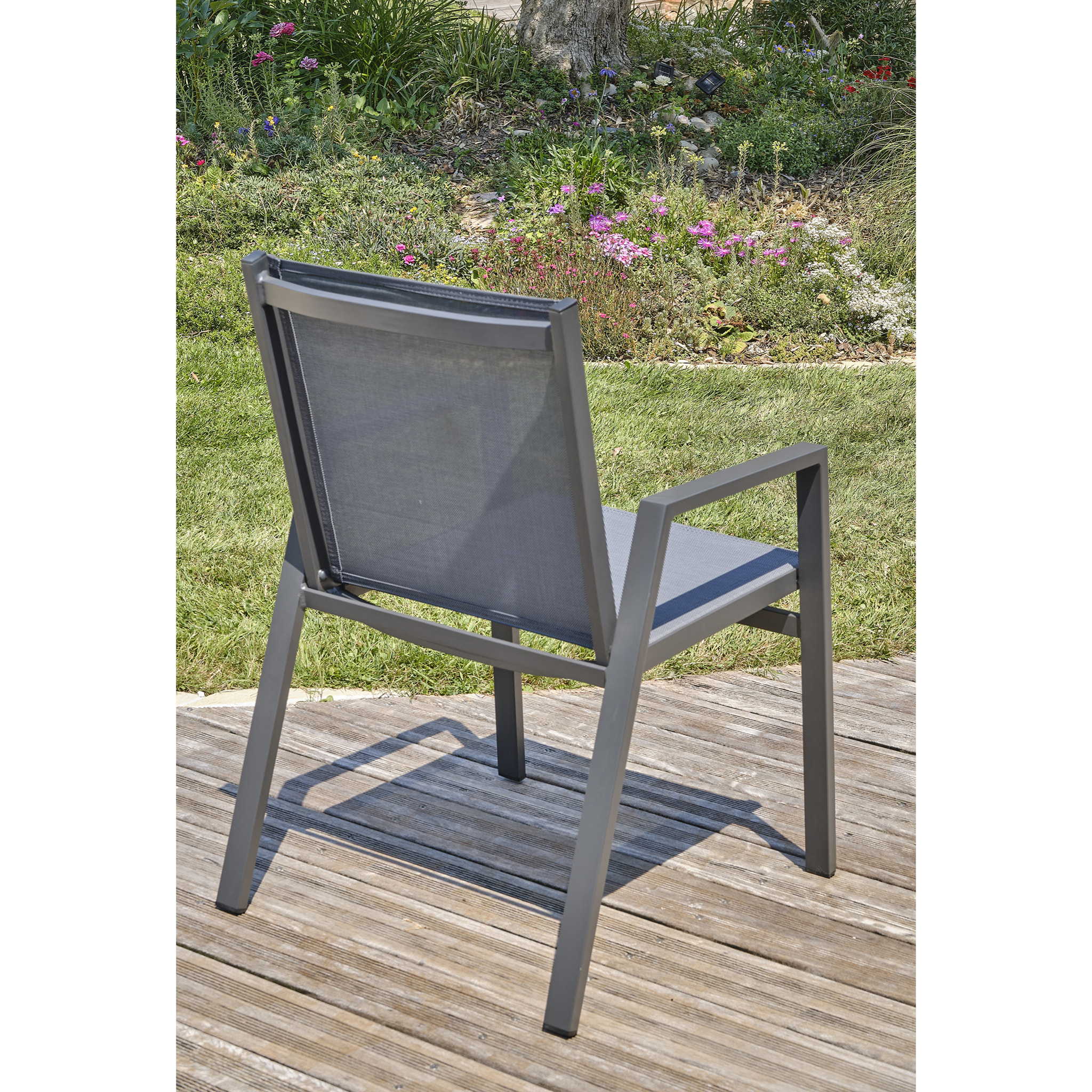 FLORIDE - Lot de 2 fauteuils de jardin empilables en aluminium