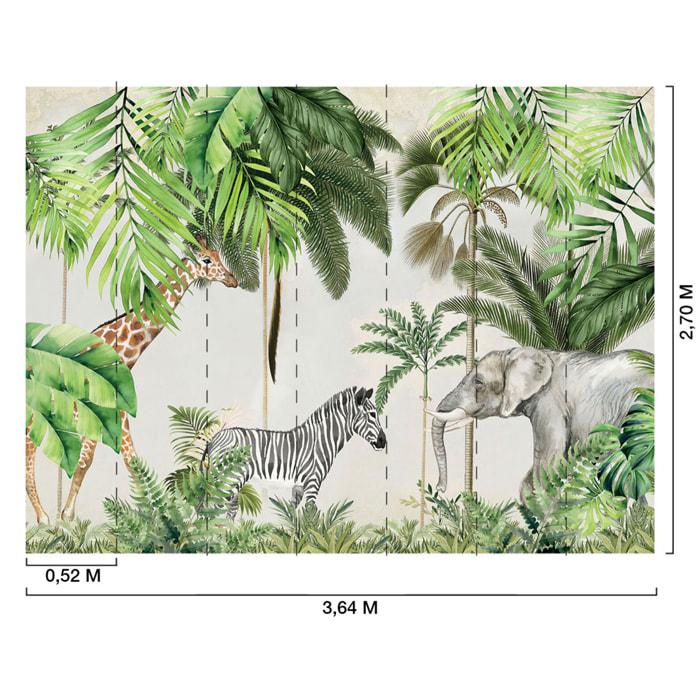 Papier peint enfant animaux de la jungle Intissé
