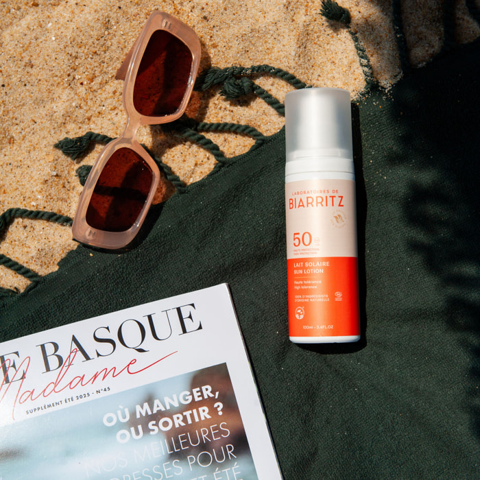 Solaire SPF50 - Lait Solaire Haute Tolérance Bio 100ml