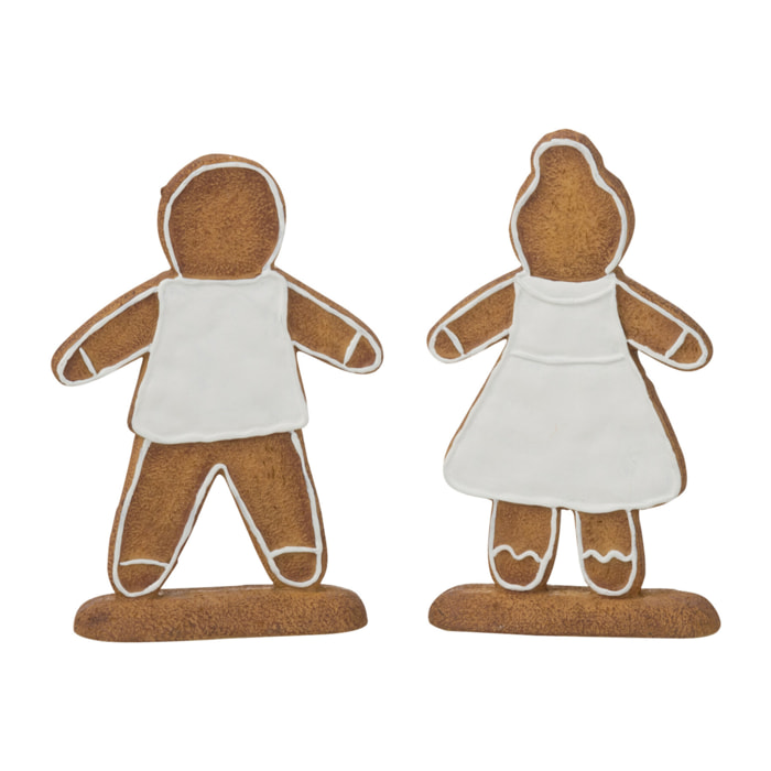 J-Line figurine Pain D'epice - polyrésine - blanc/marron - 2 pcs
