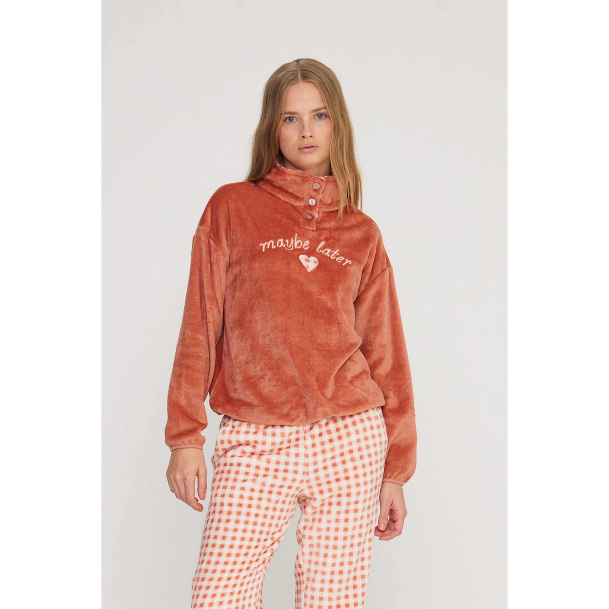 Pigiama donna maybe in coral con collo tre bottoni Noidinotte