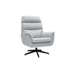 Fauteuil pivotant en tissu chenille gris et métal noir JONAH