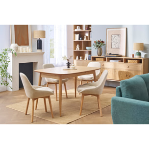 Chaises scandinaves en tissu chenille vert kaki et bois clair massif (lot de 2) HOLO