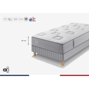 Ensemble CHALLENGE matelas H24 ressort ensachés, très ferme, sommier