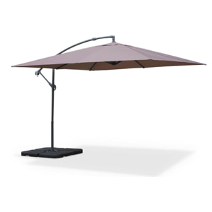 Parasol déporté carré 3x3m - Hardelot 3x3m - Taupe - Manivelle anti-retour | Toile déperlante | Facile à utiliser