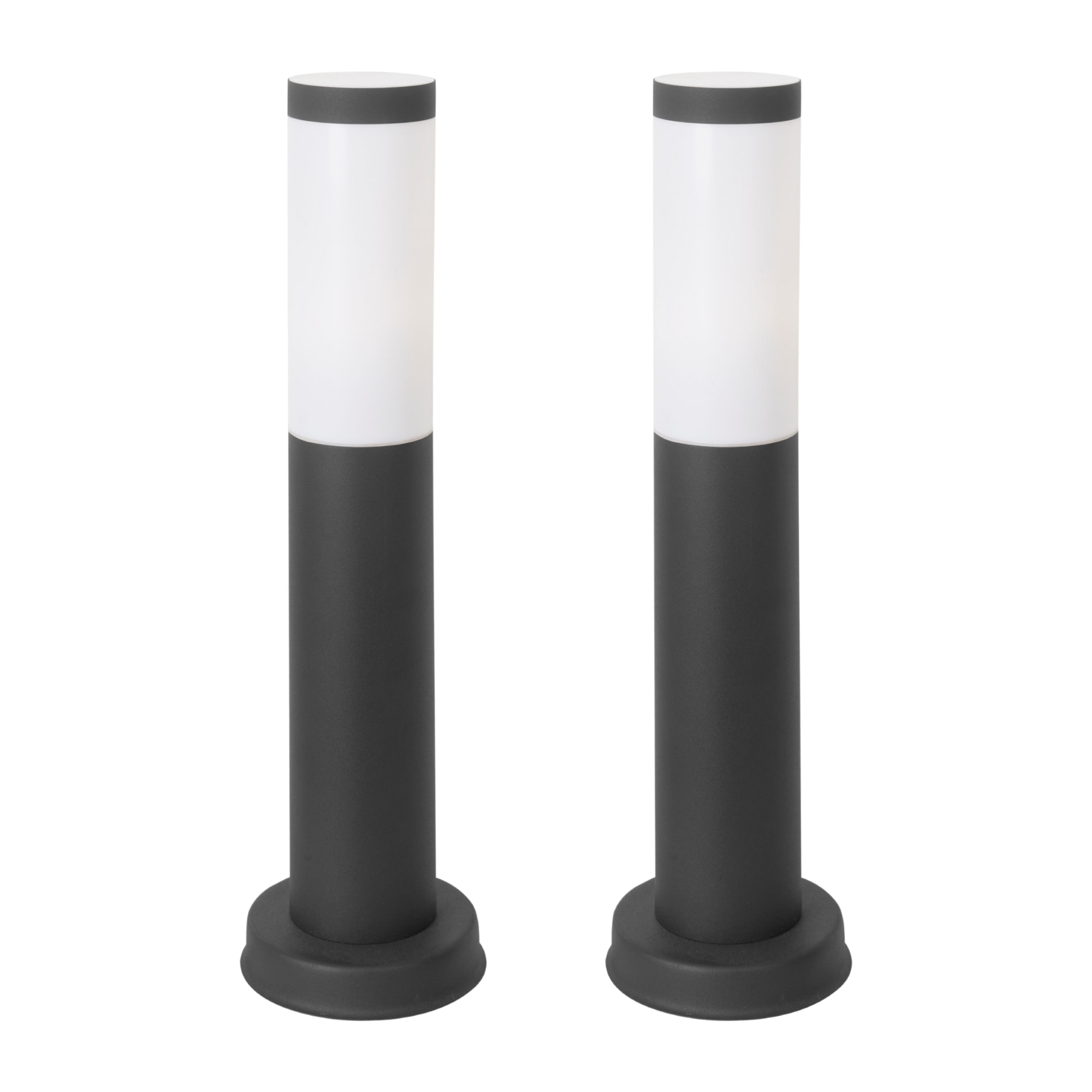 FORLIGHT Koral (2uds) Baliza Exterior para Jardín Resistente al Agua IP55. Bolardo de Acero Inoxidable Gris Urbano 23W