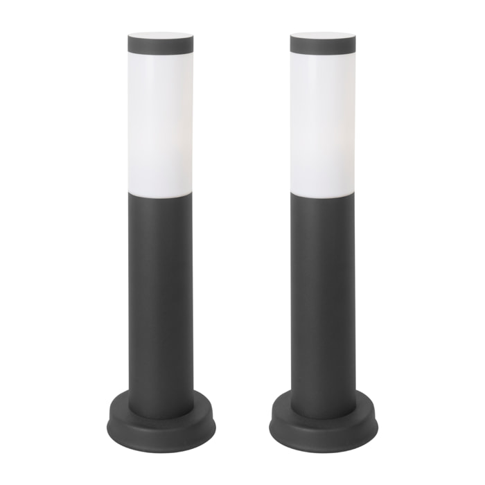 FORLIGHT Koral (2uds) Baliza Exterior para Jardín Resistente al Agua IP55. Bolardo de Acero Inoxidable Gris Urbano 23W