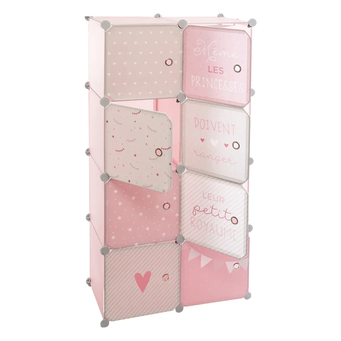 Casiers de rangement enfant "Penderie" - rose 65x125 cm