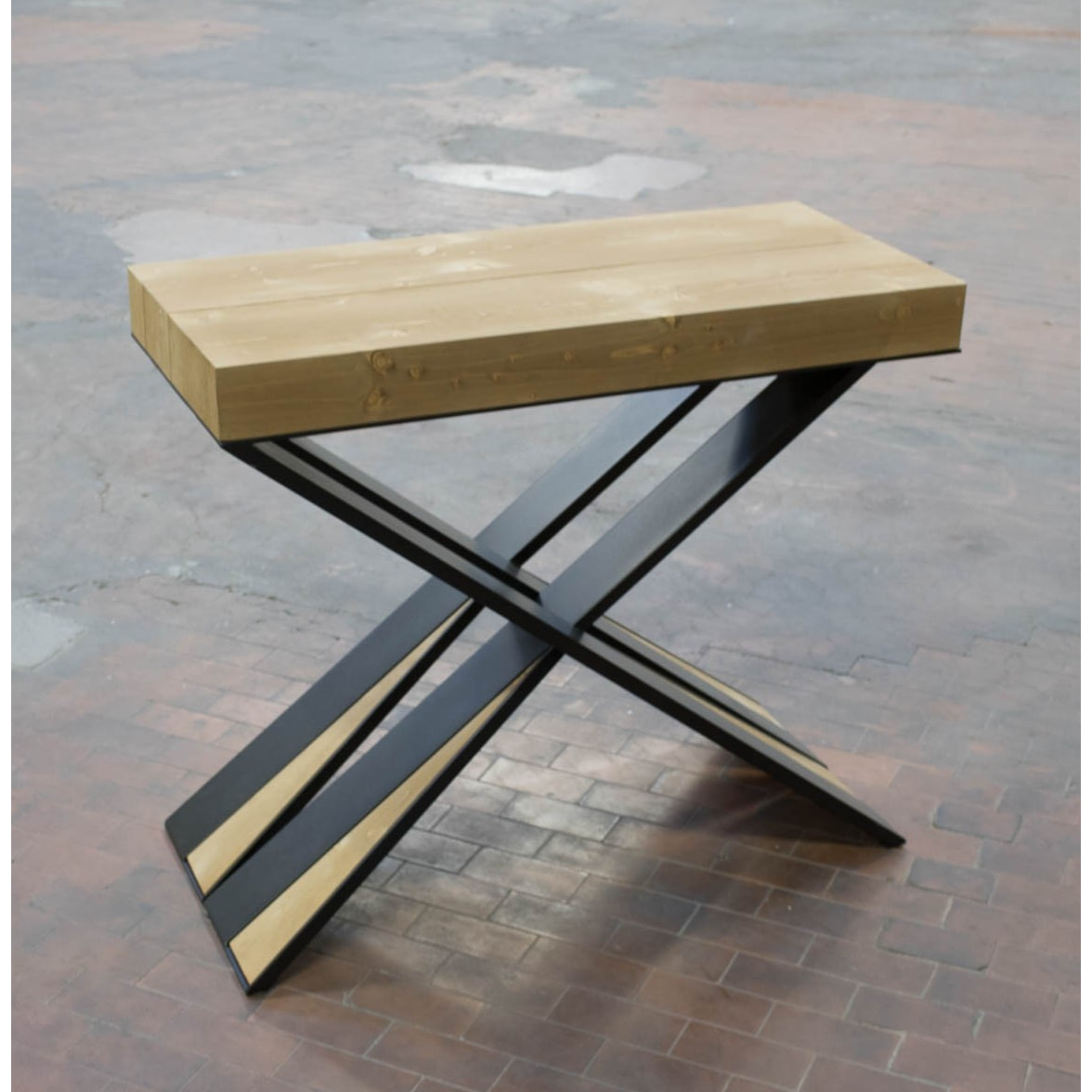 Consolle allungabile 90x40/290 cm Diago Abete Tinto telaio Antracite